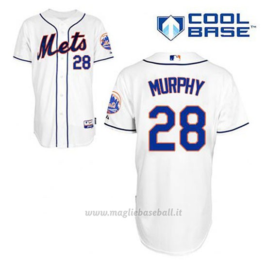 Maglia Baseball Uomo New York Mets Daniel Murphy 28 Bianco Alterner Cool Base